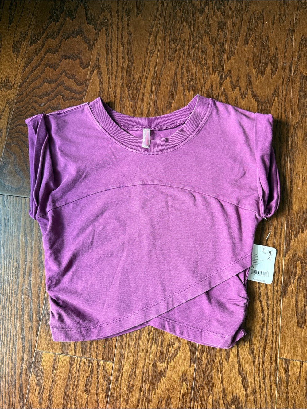 FP Movement by Free People purple Twist-Hem rolled sleeve Cropped Tee